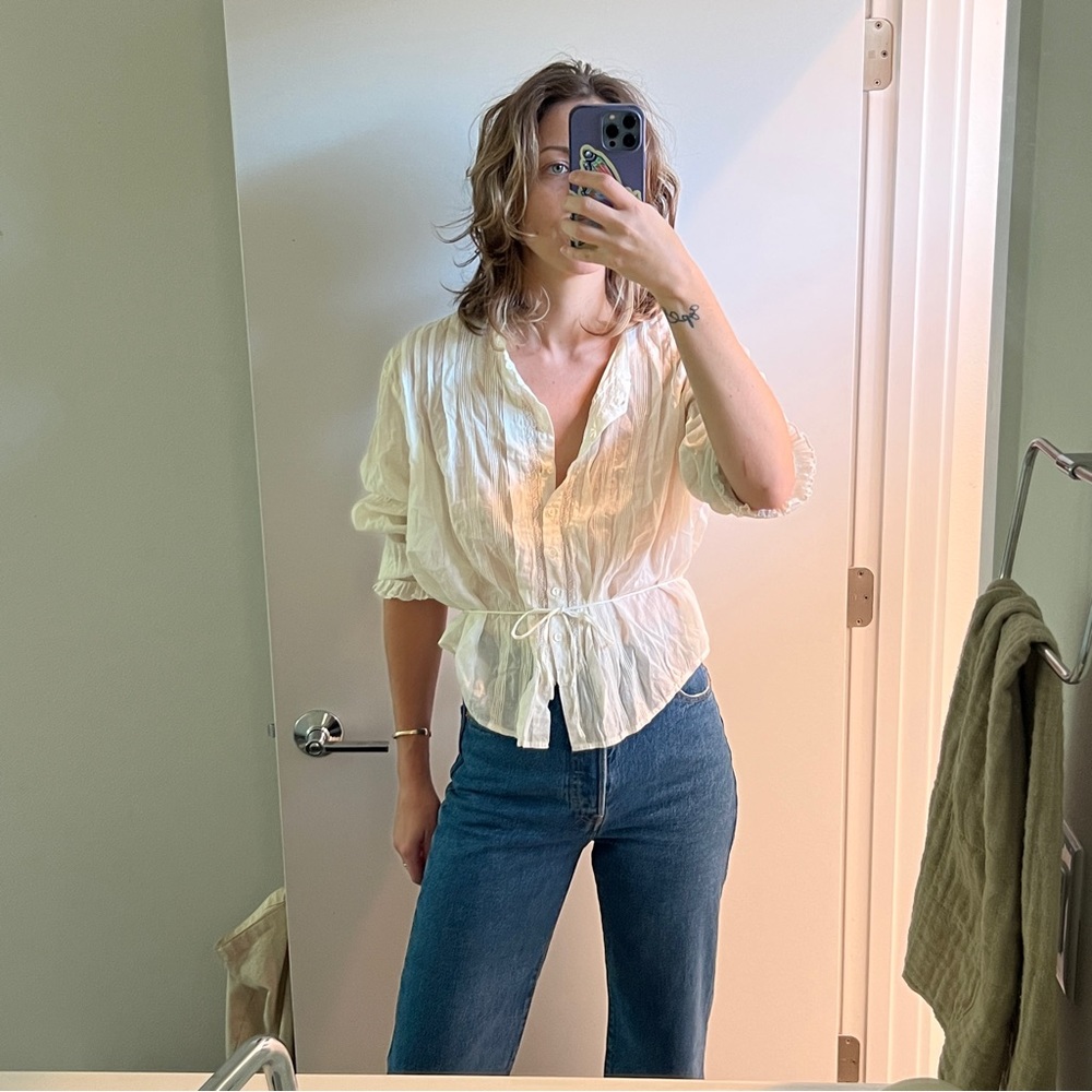 Doen long sleeve 100% cotton button down shirt